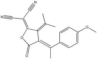 (E)-2-(4-(1-(4-METHOXYPHENYL)ETHYLIDENE)-5-OXO-3-(PROPAN-2-YLIDENE)DIHYDROFURAN-2(3H)-YLIDENE)MALONONITRILE,,结构式