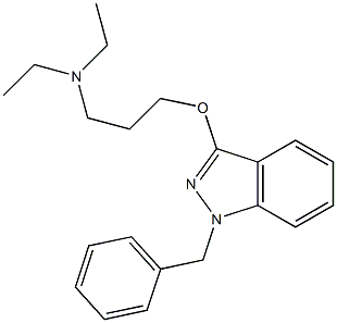 1-Benzyl-3-(3-diethylaminopropyloxy)-1H-indazole 化学構造式