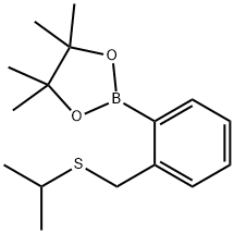 2-(2-(Isopropylthiomethyl)phenyl)-4,4,5,5-tetramethyl-1,3,2-dioxaborolane 化学構造式