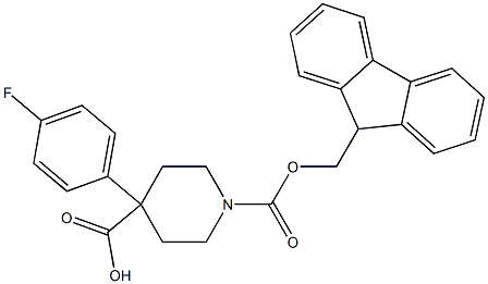 Fmoc-4-(4-fluorophenyl)-piperidine-4-carboxylic acid 化学構造式