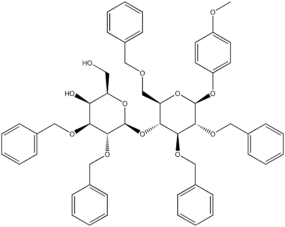 4-Methoxyphenyl 2,3,6-tri-O-benzyl-4-O-(2,3-di-O-benzyl-b-D-galactopyranosyl)-b-D-glucopyranoside Structure