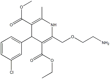 3-ethyl 5-methyl 2-((2-aminoethoxy)methyl)-4-(3-chlorophenyl)-6-methyl-1,4-dihydropyridine-3,5-dicarboxylate 化学構造式