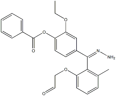 2-ETHOXY-4-(2-((3-METHYLPHENOXY)ACETYL)CARBOHYDRAZONOYL)PHENYL BENZOATE 化学構造式