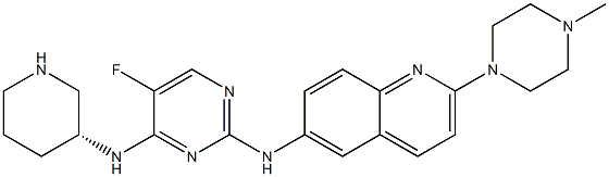 (R)-5-fluoro-N2-(2-(4-methylpiperazin-1-yl)quinolin-6-yl)-N4-(piperidin-3-yl)pyrimidine-2,4-diamine,,结构式