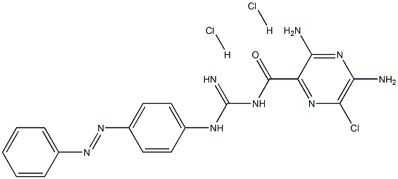 3,5-Diamino-6-chloro-N-[imino[[4-(2-phenyldiazenyl)phenyl]amino]methyl]-2-pyrazinecarboxamide dihydrochloride Struktur