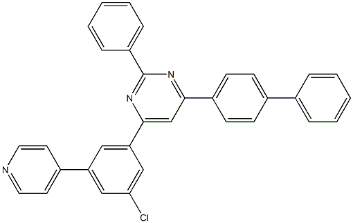 4-([1,1'-biphenyl]-4-yl)-6-(3-chloro-5-(pyridin-4-yl)phenyl)-2-phenylpyrimidine Structure