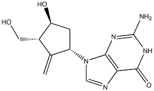 (1S,3R,4S)-9-[4-羟基-3-(羟甲基)-2-亚甲基环戊基]鸟嘌呤,,结构式
