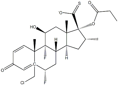 5-Chloromethyl 6a,9a-Difluoro-11b-hydroxy-16a-methyl-3-oxo-17a-(propionyloxy)-androsta-1,4-diene-17b-carbothioate 化学構造式