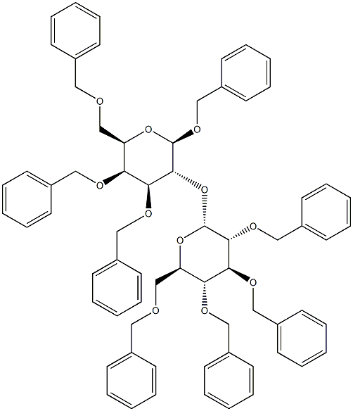 1,3,4,6-Tetra-O-benzyl-2-O-(2,3,4,6-tetra-O-benzyl-a-D-glucopyranosyl)-b-D-galactopyranoside Structure