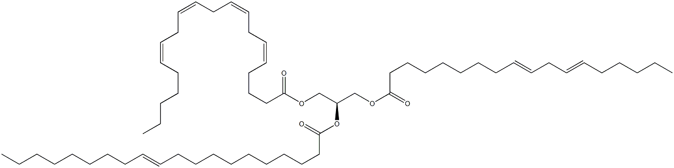 1-(9Z,12Z-octadecadienoyl)-2-(11Z-eicosenoyl)-3-(5Z,8Z,11Z,14Z-eicosatetraenoyl)-sn-glycerol 结构式