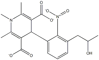 2-hydroxypropylmethyl-1,4-dihydro-2,6-dimethyl-4-(2-nitrophenyl)-3,5-pyridinedicarboxylate 化学構造式