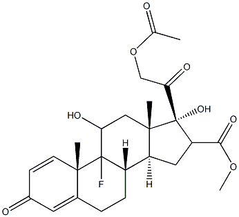 methyl 21-acetyloxy-3,20-dioxo-11,17-dihydroxy-9-fluoro-1,4-pregnadiene-16-carboxylate Struktur