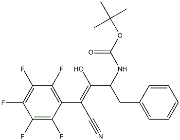 4-tert-butoxycarbonylamino-3-hydroxy-2-(2,3,4,5,6-pentafluorophenyl)-5-phenyl-2-pentenenitrile,,结构式