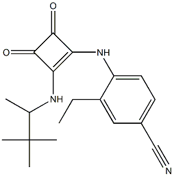 4-(3,4-dioxo-2-(1,2,2-trimethylpropylamino)cyclobut-1-enylamino)-3-ethylbenzonitrile Struktur