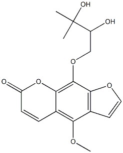 9-(2,3-dihydroxy-3-methylbutoxy)-4-methoxy-7H-furo(3,2-g)(1)benzopyran-7-one Struktur