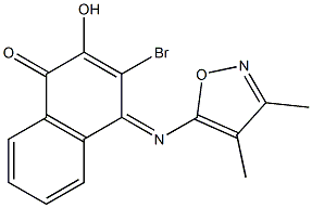 3-bromo-2-hydroxy-N-(3,4-dimethyl-5-isoxazolyl)-1,4-naphthoquinon-4-imine Struktur