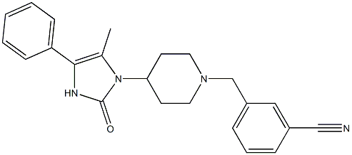 1-(3-cyanobenzylpiperidin-4-yl)-5-methyl-4-phenyl-1,3-dihydroimidazol-2-one Struktur