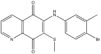 6-(N-(4-bromo-3-methylphenyl)amino)-7-methylthio-5,8-quinolinedione Structure