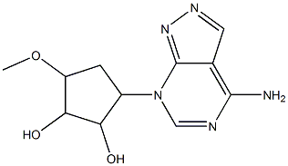 4-methoxy-1-(4-aminopyrazolo(3,4-d)pyrimidin-7-yl)cyclopentane-2,3-diol 化学構造式