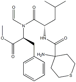 formyl-4-aminotetrahydrothiopyran-4-carbonyl-leucyl-phenylalanine methyl ester Struktur