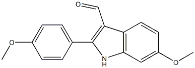 3-formyl-6-methoxy-2-(4-methoxyphenyl)indole 化学構造式