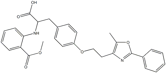 methyl 2-(1-carboxy-2-(4-(2-(5-methyl-2-phenyloxazol-4-yl)ethoxy)phenyl)ethylamino)benzoate Structure