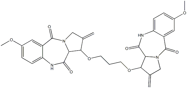 1,1'-((propane-1,3-diyl)dioxy)bis(7-methoxy-2-methylidene-1,2,3,10,11,11a-hexahydro-5H-pyrrolo(2,1-c)(1,4)benzodiazepin-5,11-dione) 结构式