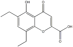 6,8-DIETHYL-5-HYDROXY-4-OXO-1-BENZOPYRAN-2-CARBOXYLICACID Structure