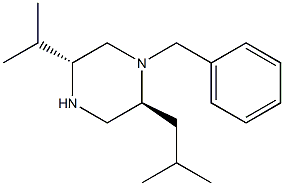 (2S,5R)-1-BENZYL-2-(2-METHYLPROPYL)-5-(PROPAN-2-YL)PIPERAZINE 化学構造式