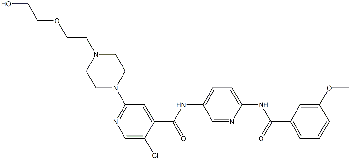 5-chloro-2-(4-(2-(2-hydroxyethoxy)ethyl)piperazin-1-yl)-N-(6-(3-methoxybenzamido)pyridin-3-yl)isonicotinamide