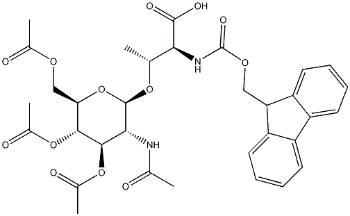 N-FMOC-O-(2-ACETAMIDO-3,4,6-TRI-O-ACETYL-2-DEOXY-BETA-D-GLUCOPYRANOSYL)-L-THREONINE Struktur