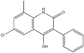 6-chloro-4-hydroxy-8-methyl-3-phenyl-1,2-dihydroquinolin-2-one Struktur
