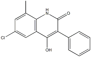 6-chloro-4-hydroxy-8-methyl-3-phenyl-1,2-dihydroquinolin-2-one 化学構造式