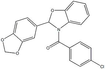 [2-(1,3-benzodioxol-5-yl)-2,3-dihydro-1,3-benzoxazol-3-yl](4-chlorophenyl)methanone,,结构式