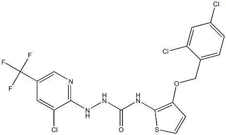 2-[3-chloro-5-(trifluoromethyl)-2-pyridinyl]-N-{3-[(2,4-dichlorobenzyl)oxy]-2-thienyl}-1-hydrazinecarboxamide Struktur