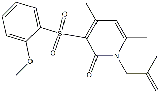 3-[(2-methoxyphenyl)sulfonyl]-4,6-dimethyl-1-(2-methyl-2-propenyl)-2(1H)-pyridinone Struktur