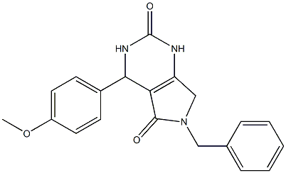 6-benzyl-4-(4-methoxyphenyl)-3,4,6,7-tetrahydro-1H-pyrrolo[3,4-d]pyrimidine-2,5-dione,,结构式