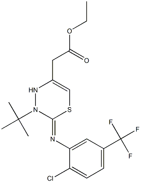 [3-tert-Butyl-2-(2-chloro-5-trifluoromethyl-phenylimino)-3,4-dihydro-2H-[1,3,4]thiadiazin-5-yl]-acetic acid ethyl ester 结构式