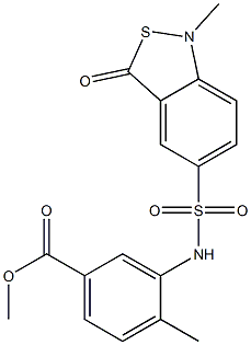 methyl 4-methyl-3-{[(1-methyl-3-oxo-1,3-dihydrobenzo[c]isothiazol-5-yl)sulfonyl]amino}benzoate,,结构式