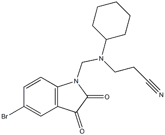 3-[[(5-bromo-2,3-dioxo-2,3-dihydro-1H-indol-1-yl)methyl](cyclohexyl)amino]propanenitrile 化学構造式