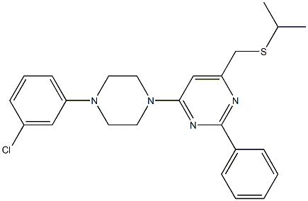 4-[4-(3-chlorophenyl)piperazino]-6-[(isopropylsulfanyl)methyl]-2-phenylpyrimidine 结构式