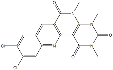 9,10-dichloro-2,4,5-trimethyl-1,2,3,4,5,6-hexahydrobenzo[b]pyrimido[4,5-h][1,6]naphthyridine-1,3,6-trione Struktur