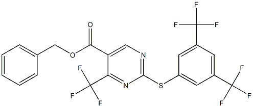 benzyl 2-{[3,5-di(trifluoromethyl)phenyl]thio}-4-(trifluoromethyl)pyrimidine-5-carboxylate 结构式