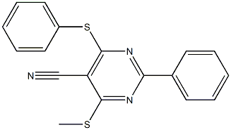 4-(methylthio)-2-phenyl-6-(phenylthio)pyrimidine-5-carbonitrile Structure
