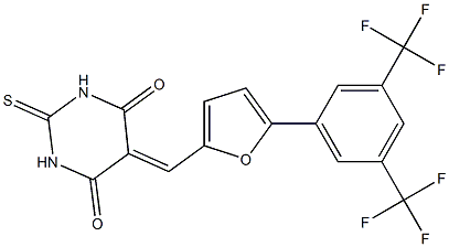 5-({5-[3,5-di(trifluoromethyl)phenyl]-2-furyl}methylidene)-2-thioxohexahydropyrimidine-4,6-dione,,结构式