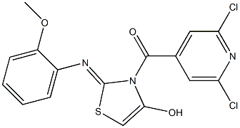 (2,6-dichloro-4-pyridyl){4-hydroxy-2-[(2-methoxyphenyl)imino]-2,3-dihydro-1 ,3-thiazol-3-yl}methanone Structure
