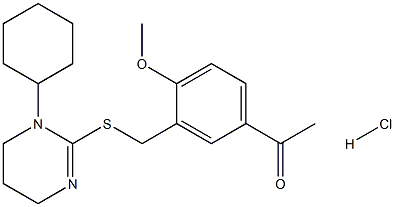 1-(3-{[(1-cyclohexyl-1,4,5,6-tetrahydropyrimidin-2-yl)thio]methyl}-4-methoxyphenyl)ethan-1-one hydrochloride|