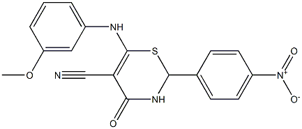 6-(3-methoxyanilino)-2-(4-nitrophenyl)-4-oxo-3,4-dihydro-2H-1,3-thiazine-5-carbonitrile,,结构式