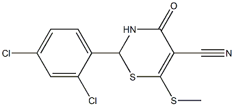 2-(2,4-dichlorophenyl)-6-(methylthio)-4-oxo-3,4-dihydro-2H-1,3-thiazine-5-carbonitrile Struktur