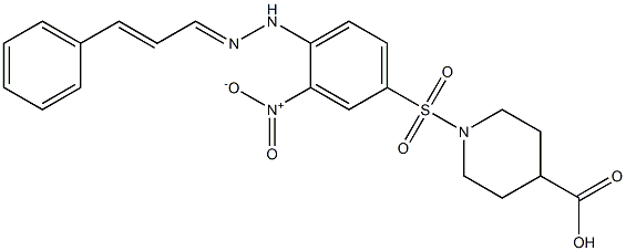 1-[(3-nitro-4-{2-[(E,2E)-3-phenyl-2-propenylidene]hydrazino}phenyl)sulfonyl]-4-piperidinecarboxylic acid